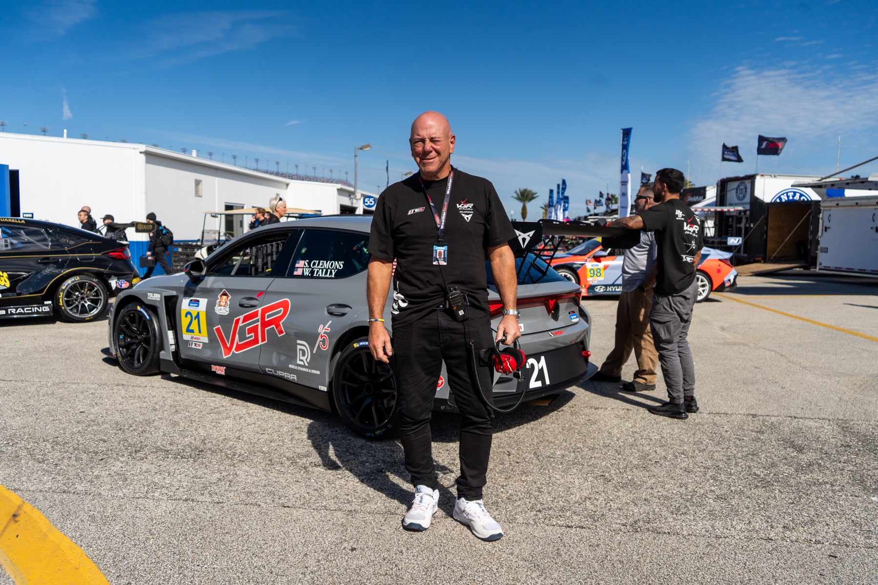 Héctor Bruno with the VGR number 21 race car