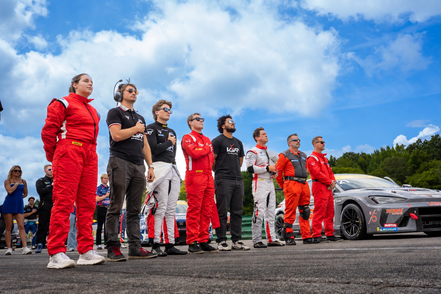 Victor Gonzalez Racing team lineup with the CUPRA race car at VIR